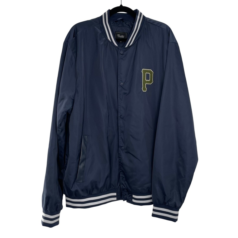 Primitive Men's Navy Blue Snap Button Letterman Skateboard Bomber Jacket Size XL